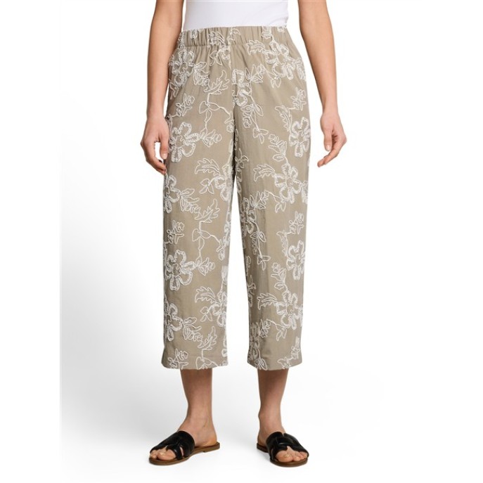 Tom Tailor Damesmode fluent culotte broek met borduring1052111 groen